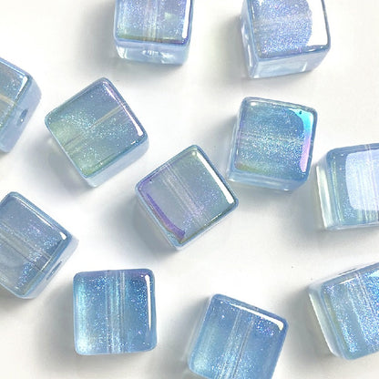 50pcs 14mm Colorful UV Finish Cube Acrylic Beads Jewelry Making 9