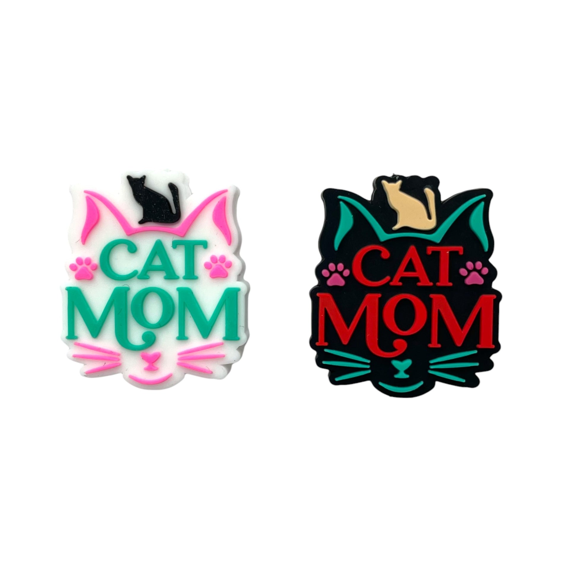 20pcs Silicone Focal Beads Cat MOM Front Facing Design