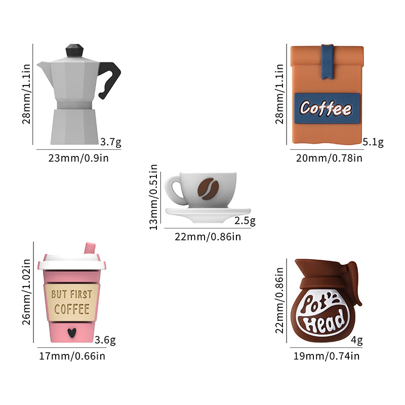 Silicone 3D Focal Beads Coffee Theme 3D Coffee Cup and Pot Designs 10