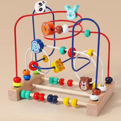 Wooden Bead Maze Educational Animal Fruit Activity Toy 4