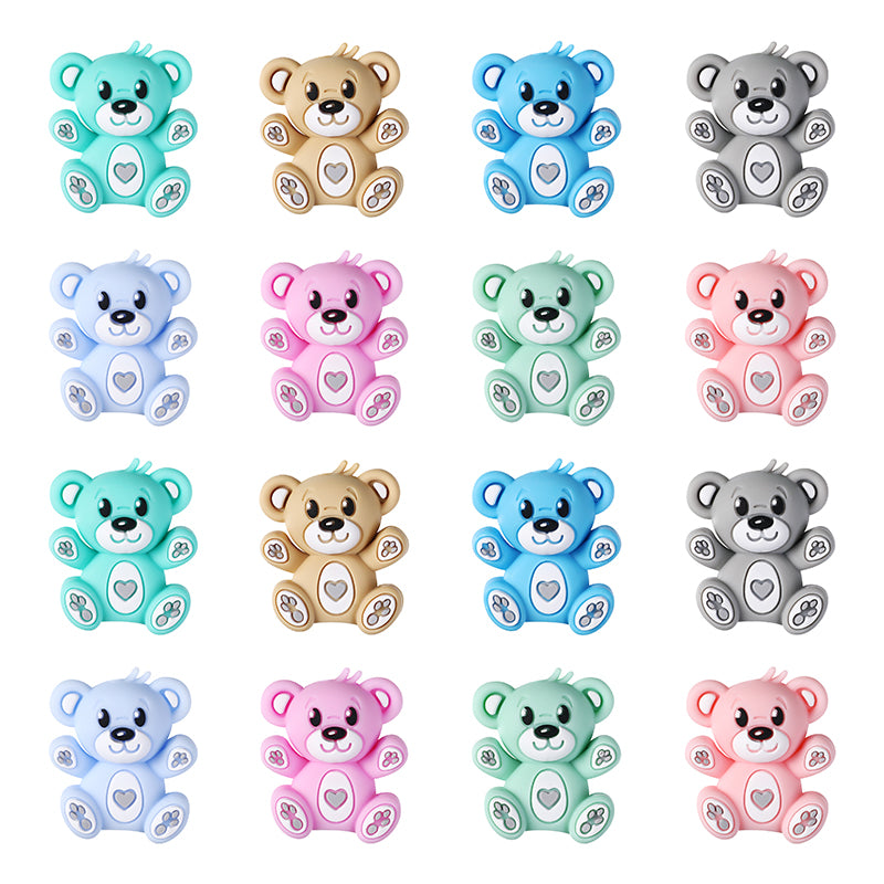Silicone 3D Focal Beads Hug Bear Sitting Pose 9