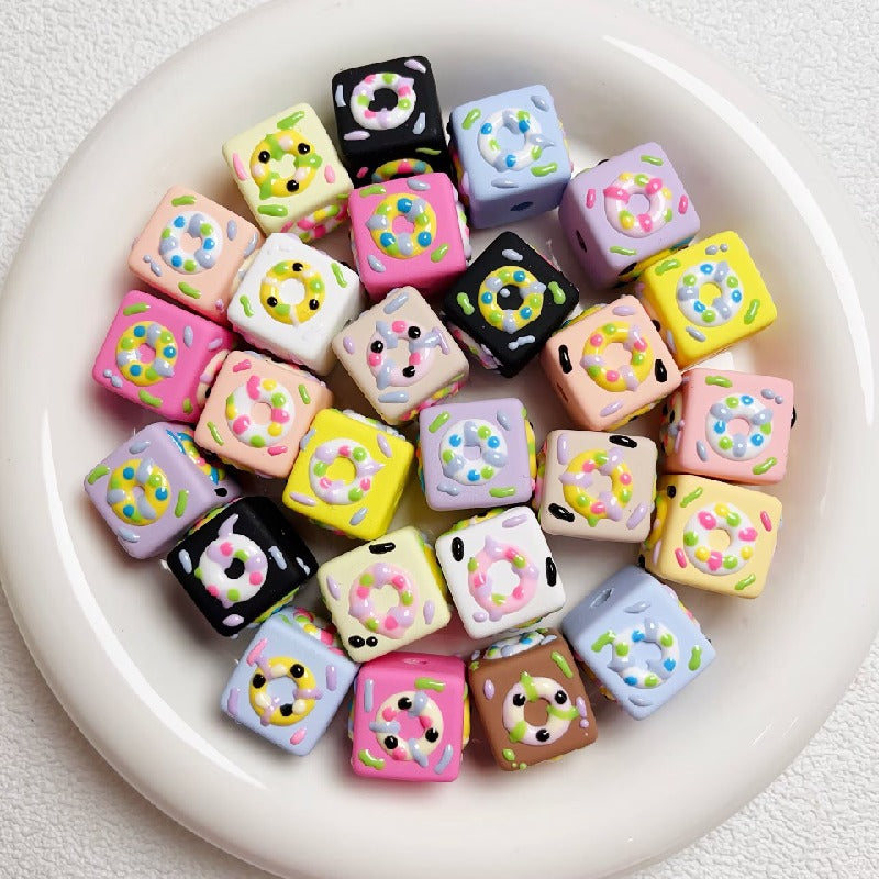 10pcs 16mm Cube Donut Acrylic Beads DIY Bracelet Making 3