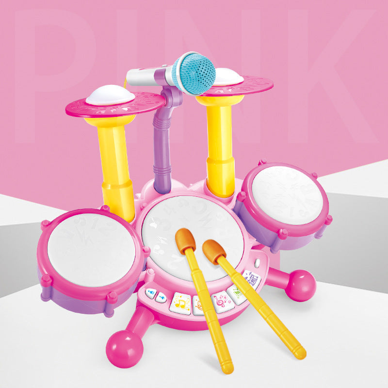 Plastic Kids Jazz Drum Kit Musical Instrument Early Education Toy 5