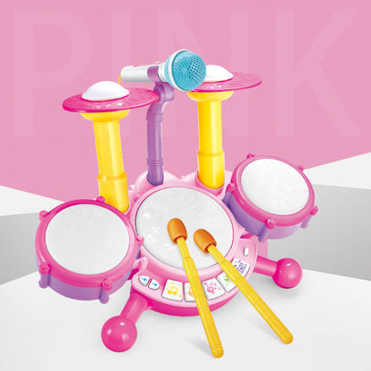 Plastic Kids Jazz Drum Kit Musical Instrument Early Education Toy 5
