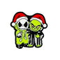 20pcs Silicone Focal Beads Christmas Green Furry Character Scowling Face with Red Hat