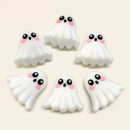 20Pcs Silicone 3D Focal Beads Halloween Pet Ghost Front Facing
