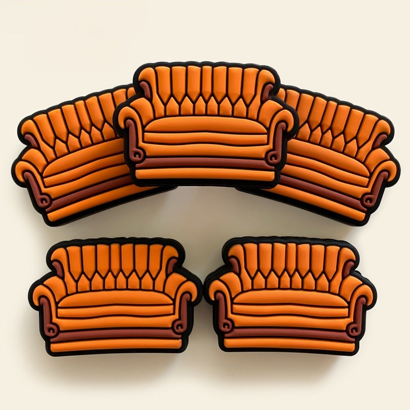 20Pcs Silicone Focal Beads Sofa Orange Cushioned Design