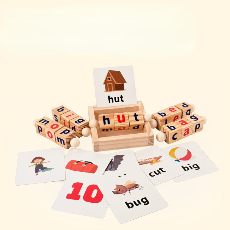 Wooden Letter Spelling Blocks Montessori Toys Educational 3