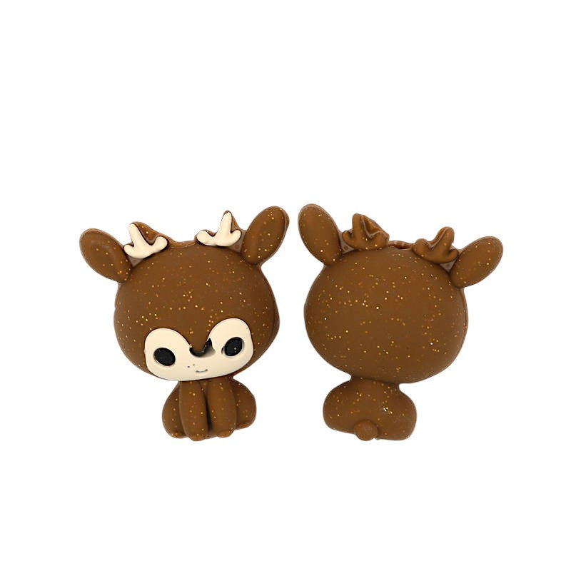 20Pcs Silicone 3D Focal Beads Christmas Deer Color-Shifting Brown