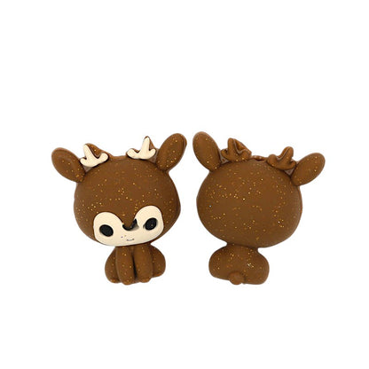 20Pcs Silicone 3D Focal Beads Christmas Deer Color-Shifting Brown