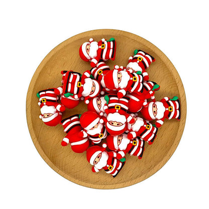 Silicone 3D Focal Beads Christmas Santa Claus Holding Bag 2