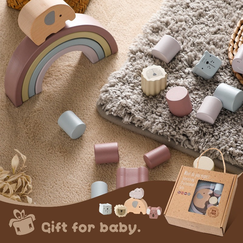 Wooden Elephant Balance Blocks Building Blocks Educational Toy 3