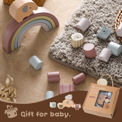 Wooden Elephant Balance Blocks Building Blocks Educational Toy 3