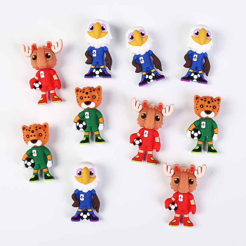 20Pcs Silicone 3D Focal Beads World Cup Mascot Holding Soccer Ball 3
