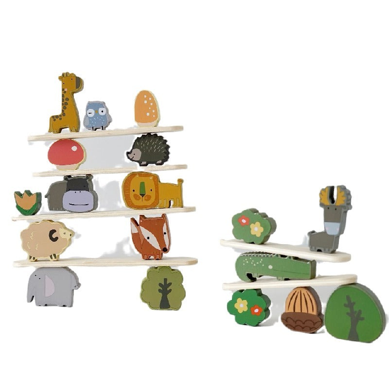Wooden Building Blocks Animal Stacking Balance Educational Toy
