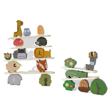 Wooden Building Blocks Animal Stacking Balance Educational Toy
