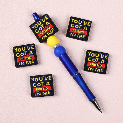20Pcs Silicone Focal Beads Library Reed Duck Book and Quote Designs 25