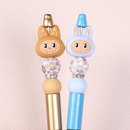 20Pcs Silicone 3D Focal Beads Bunny Character Face with Long Ears 6