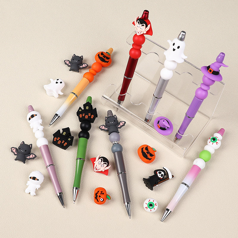 20Pcs Silicone 3D Focal Beads Halloween Themes Haunted House and Pumpkin Design 8