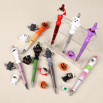 20Pcs Silicone 3D Focal Beads Halloween Themes Haunted House and Pumpkin Design 8