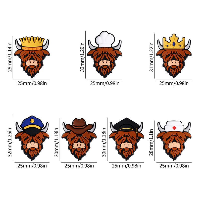 Silicone Focal Beads Seven Professions Highland Cattle Front Facing 2