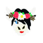 20pcs Silicone Focal Beads Flower Cow With Floral Crown