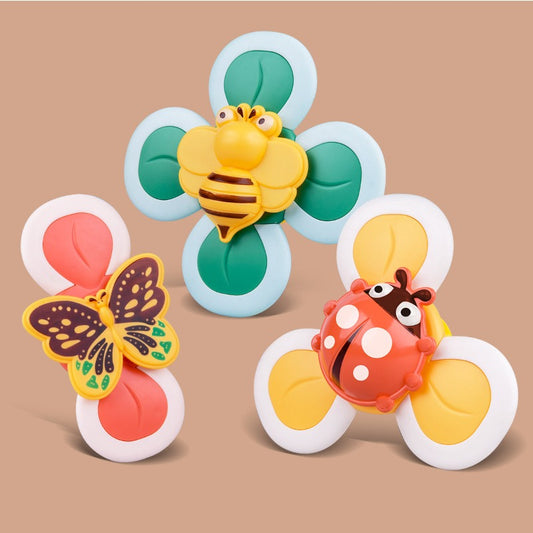 Bee Themed Suction Cup Spinner Bath Toys Set of 3