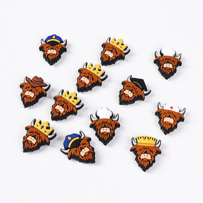 Silicone Focal Beads Seven Professions Highland Cattle Front Facing 7