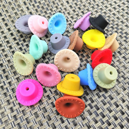 50pcs Silicone Focal Beads Cowboy Hat With Hole Center 3