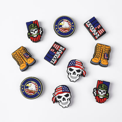 20Pcs Silicone Focal Beads USA Veterans Series Military Symbols Emblem Design 3