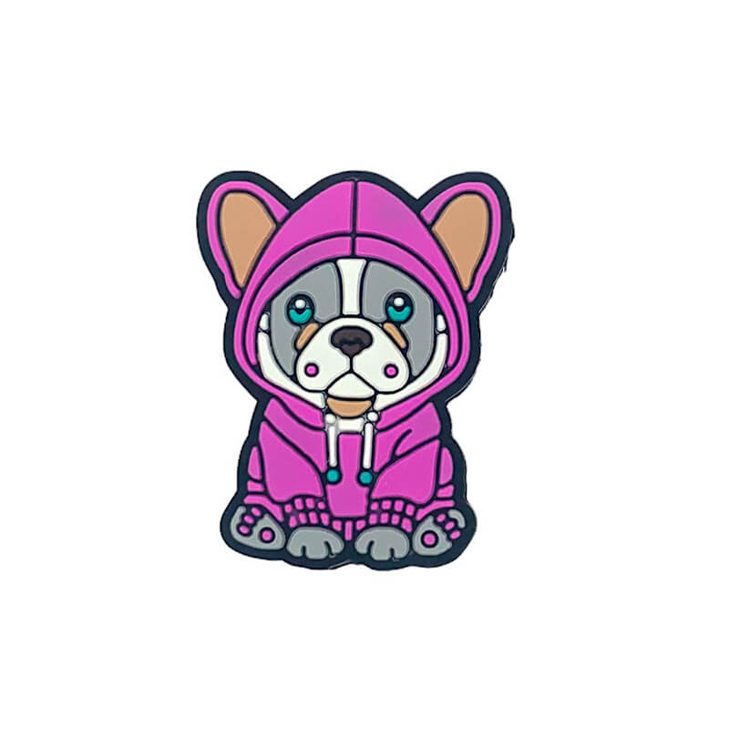 Silicone Focal Beads Bull Dogs Wearing Hoodies Front Facing 3