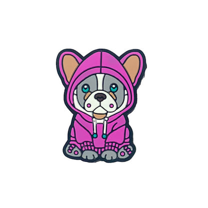 Silicone Focal Beads Bull Dogs Wearing Hoodies Front Facing 3