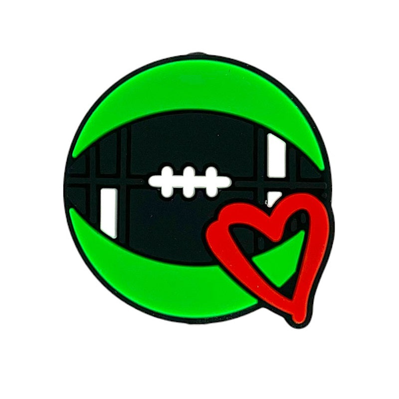 20pcs Silicone Focal Beads Sports Balls with Heart Detail 5