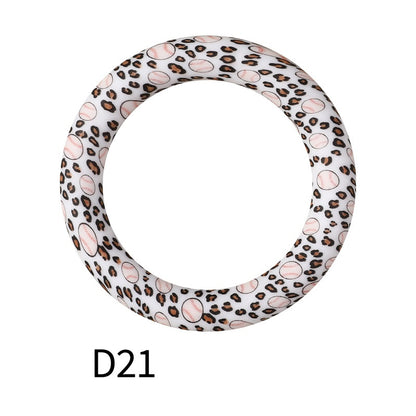 65mm Printed Silicone Beads Ring Shape Printed Design 27