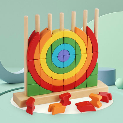 Wooden Montessori Toys Rainbow Triangle Building Blocks Educational 7
