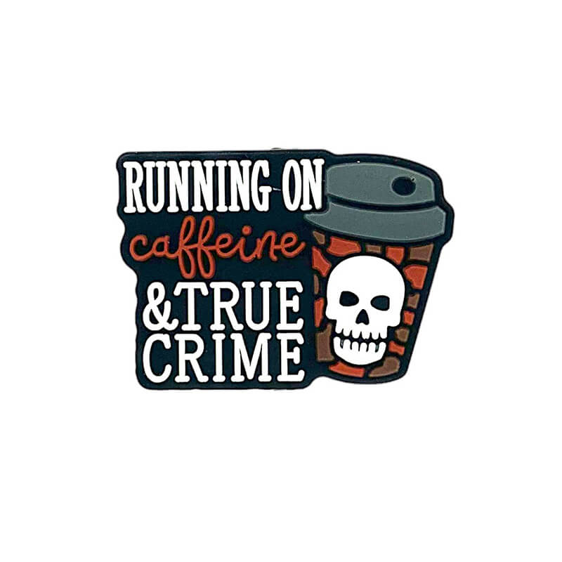 Silicone Focal Beads Running On Caffeine And True Crime Coffee Skull Design