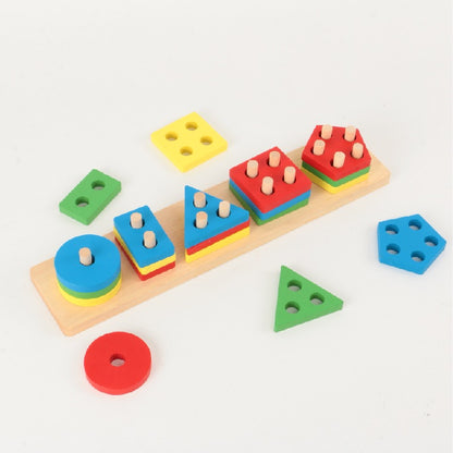 Wooden Geometric Montessori Toys Shape Sorting Educational Toy 3
