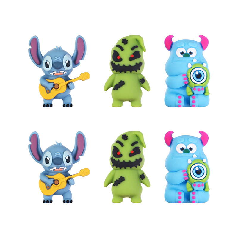 20Pcs Silicone 3D Focal Beads Blue Alien Character Large Ears Various Poses 3