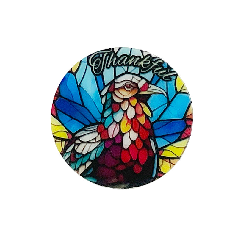 20pcs Silicone Focal Beads Thanksgiving Turkey Stained Glass Design