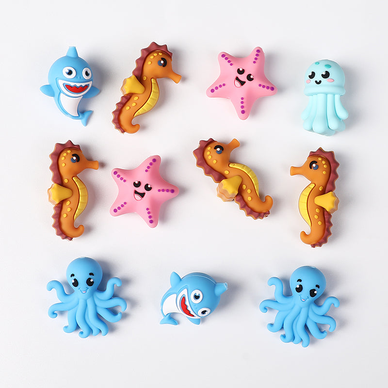 20Pcs Silicone 3D Focal Beads Marine Animals Mixed Set 4