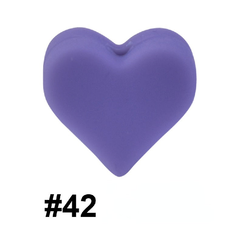 50pcs 14mm Heart Silicone Beads Colorful Diy Teether Accessories 20