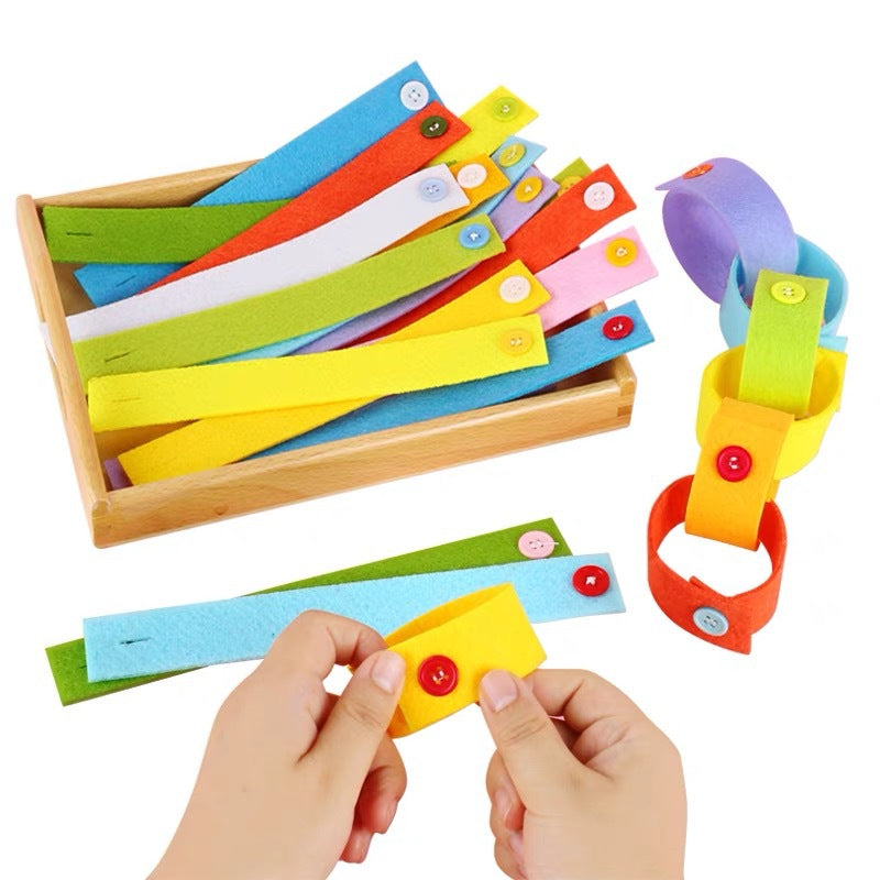 Felt Montessori Toys Button Bracelet Fine Motor Skills 21x3cm