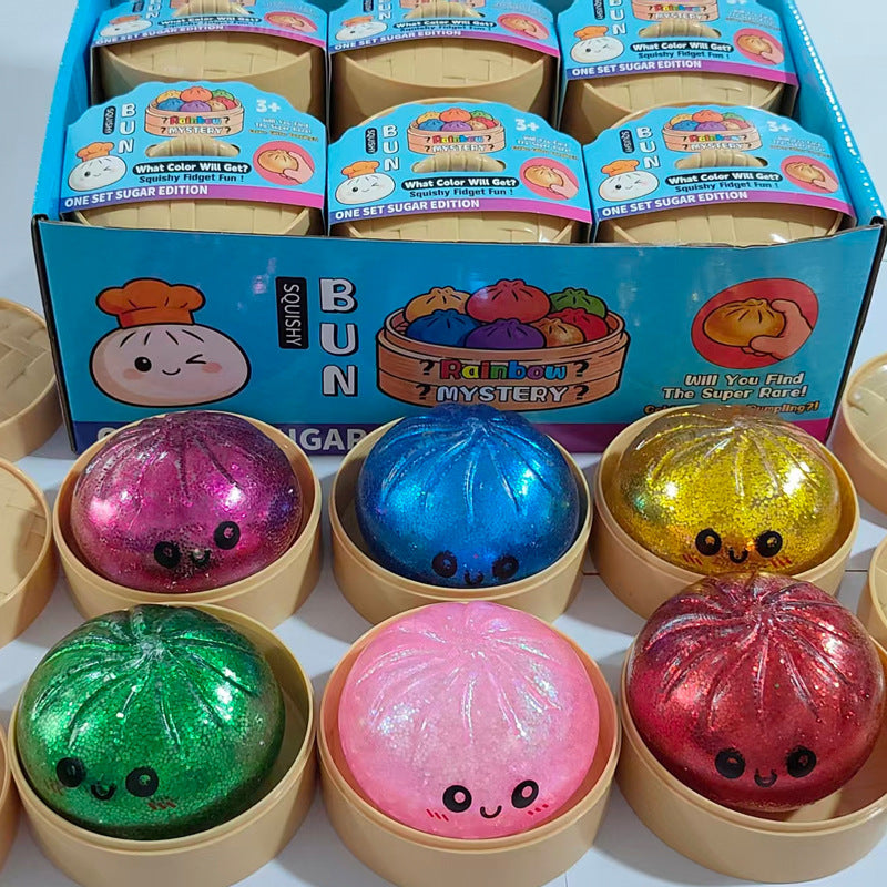 Glitter Squishy Dumpling With Water Beads Stress Ball Toy 2