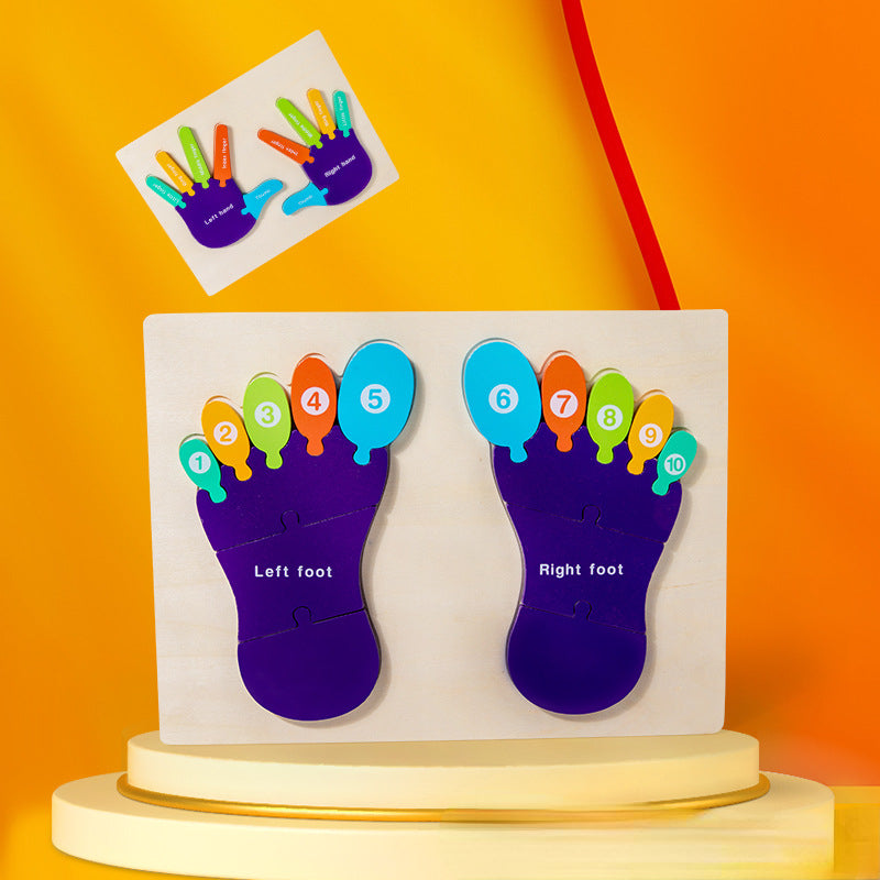 Wooden Hand Foot Puzzle Montessori Toys Educational Toy 29.8cm x 22.3cm 3