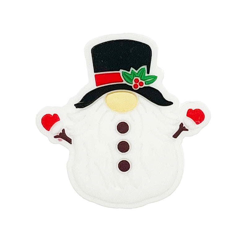 20pcs Silicone Focal Beads Snowman Wearing Hat Front Facing