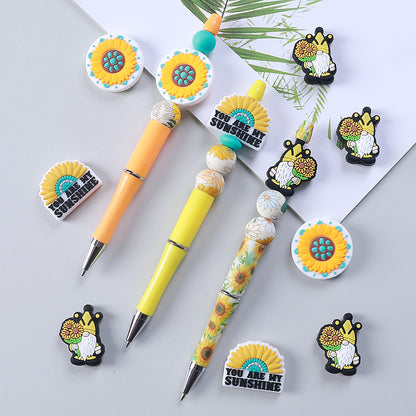 20pcs Silicone Focal Beads Daisy Variety Set You Are My Sunshine Text 9