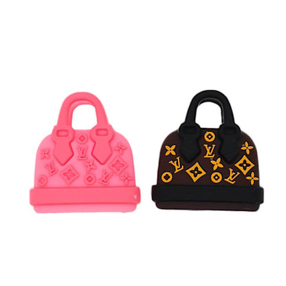 Silicone 3D Focal Beads Coffee Purse with Printed Logo Pattern
