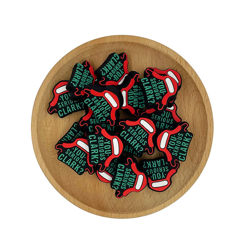 20pcs Silicone Focal Beads You Serious Text with Red Hat Design 2