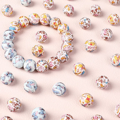 50pcs 15mm Disney Silicone Beads Printed Design 3
