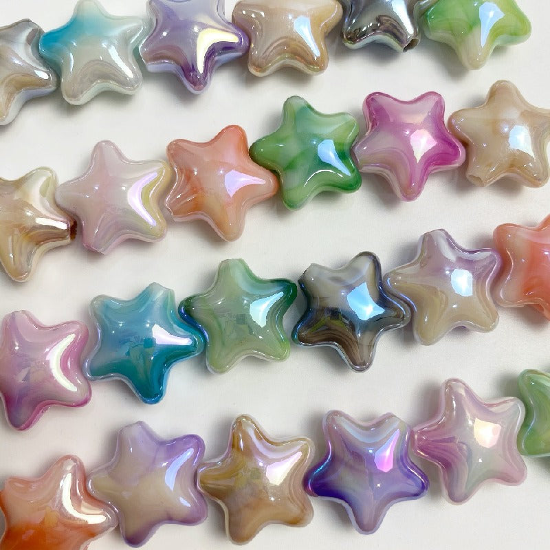 50pcs 22x10mm UV Finish Gradient Star Acrylic Beads 4